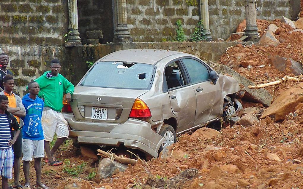 Modderstroom in Sierra Leone. beeld EPA, Ernest Henry