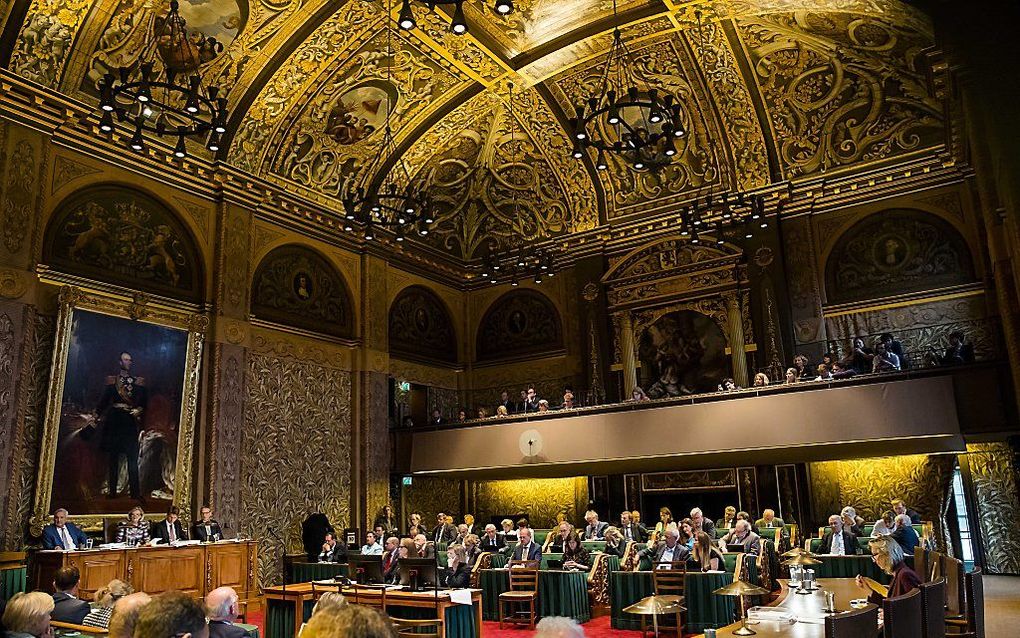 In de grote vergaderzaal van de Eerste Kamer (hier op archiefbeeld) vond donderdag de eerste officiële herdenking plaats van de ondertekening van het Plakkaat van Verlatinghe. beeld ANP, Bart Maat