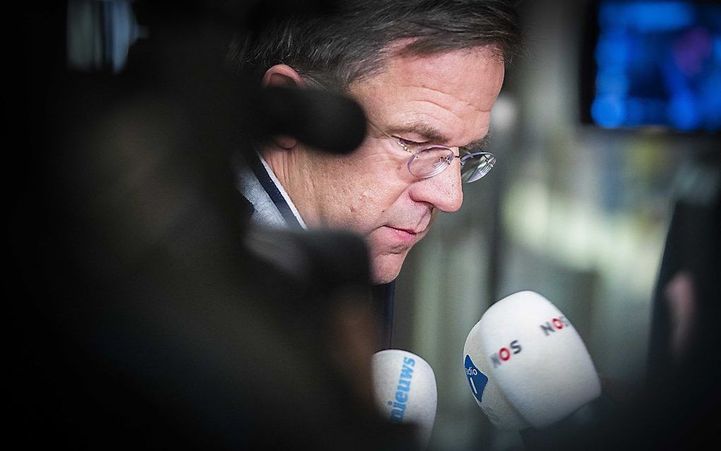 Premier Rutte staat de pers te woord na het mislukte overleg met werkgevers en werknemers over het pensioenstelsel. beeld ANP, Evert-Jan Daniels