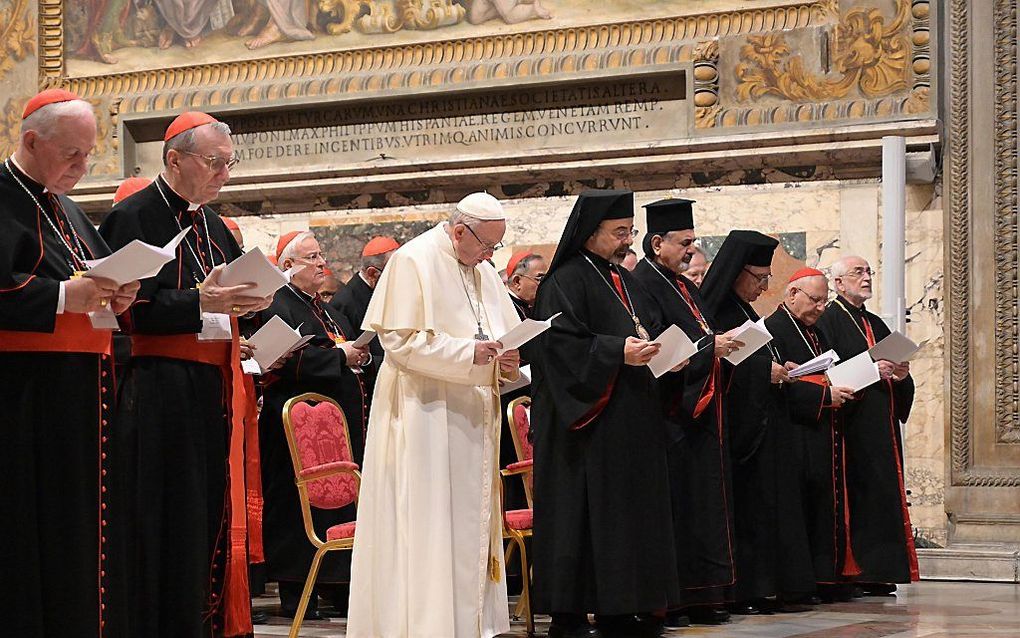 Moment tijdens de misbruiktop in het Vaticaan. beeld EPA, Vincenzo Pinto / Pool