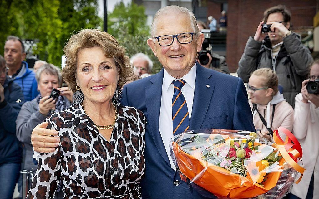 Prinses Margriet en Pieter van Vollenhoven, dinsdagavond in Zeist. Daar werd de 80e verjaardag van Van Vollenhoven gevierd met een bijeenkomst in theater Figi. beeld ANP