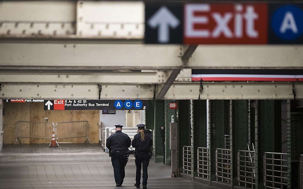 Metrostation Port Authoriy maandag na een mislukte aanslag. beeld AFP, Drew Angerer