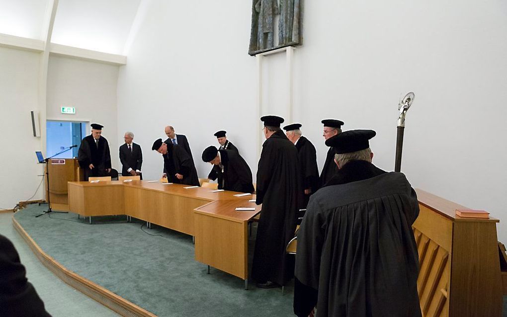 Momentopname tijdens de opening van het academisch jaar aan de TUA, maandag in Apeldoorn. beeld André Dorst