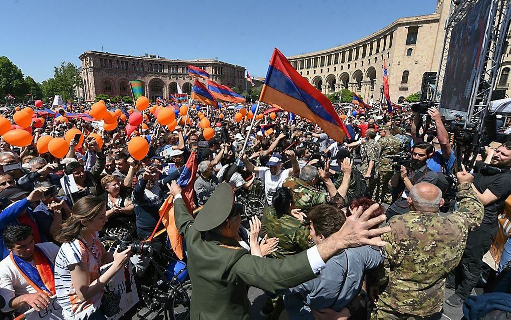 Protesten in Armenië. beeld AFP, Vano SHLAMOV