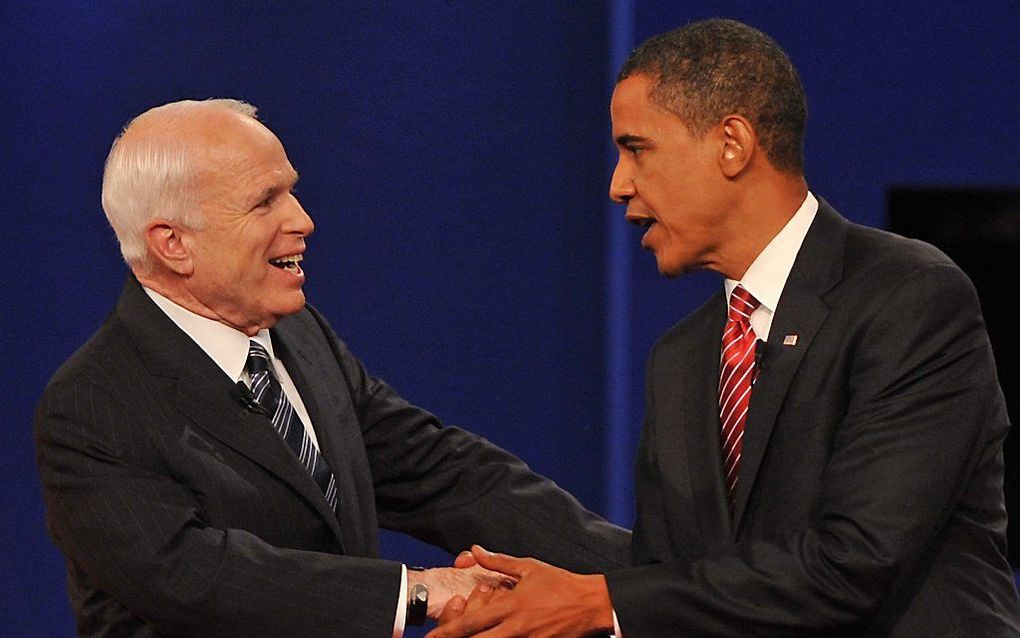 McCain (l.) en Obama. beeld AFP, Paul J. Richards