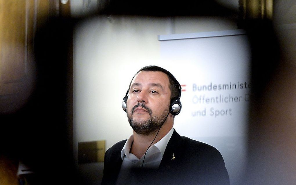 De Italiaanse vice-premier Matteo Salvini zou door zijn anti-immigranten-standpunt geweld tegen buitenlanders  stimuleren.  beeld AFP,  Herbert Neubauer.