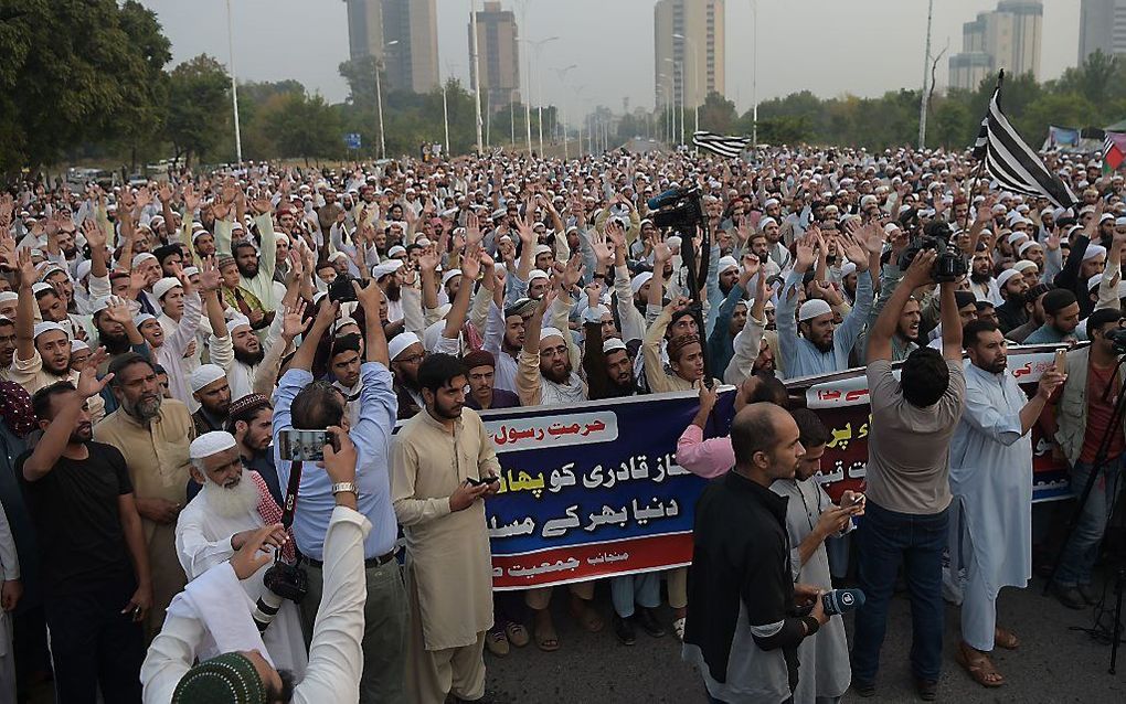 Protesten tegen de vrijspraak van Asia Bibi. beeld AFP, Aamir Qureshi