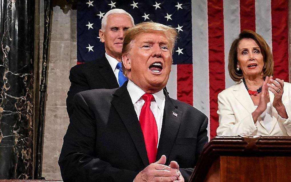 President Donald Trump hield dinsdagavond zijn State of the Union. beeld AFP