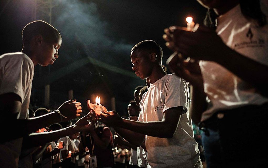 Herdenking van de genocide van 1994 in de Rwandese hoofdstad Kigali, dit weekend. beeld AFP, Yasuyoshi Chiba