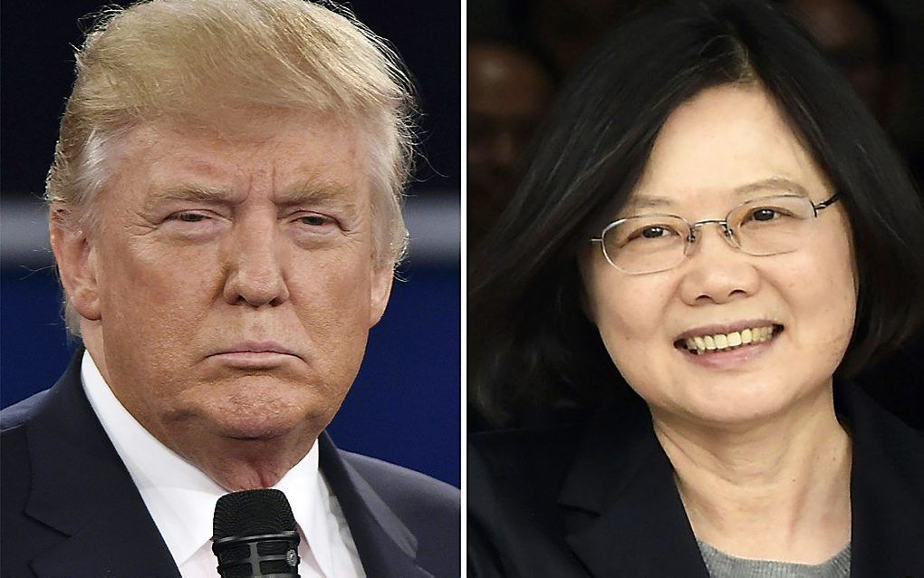 WASHINGTON/TAIPEI. De aanstaande president van de VS, DonaldTrump belde vrijdag met de Taiwanese president Tsai Ing-wen, tot grote woede van Peking.  beeld AFP