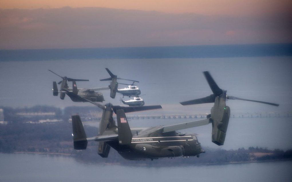 Trump onderweg. beeld AFP