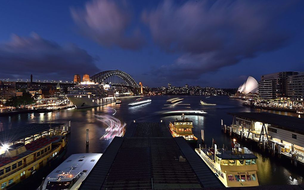 Veerboten in de haven van Sydney. beeld AFP