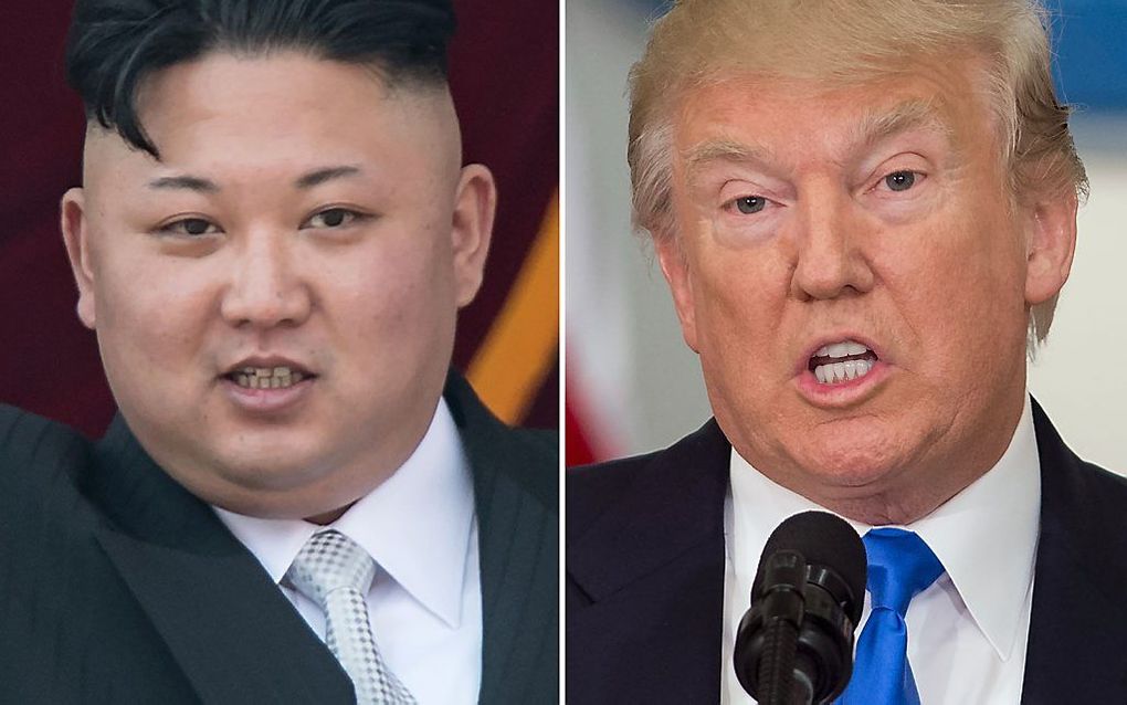 Kim Jong-un (l.) en Donald Trump. beeld AFP