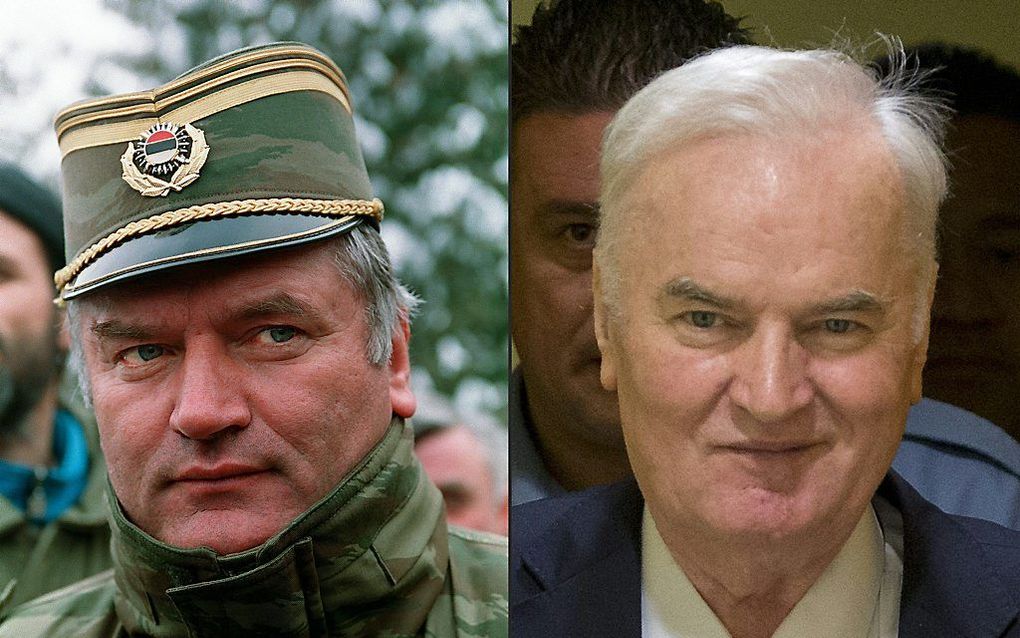 Mladic in 1994 (l.) en in 2017 (r). beeld AFP, Pascal Guyot en Peter Dejong