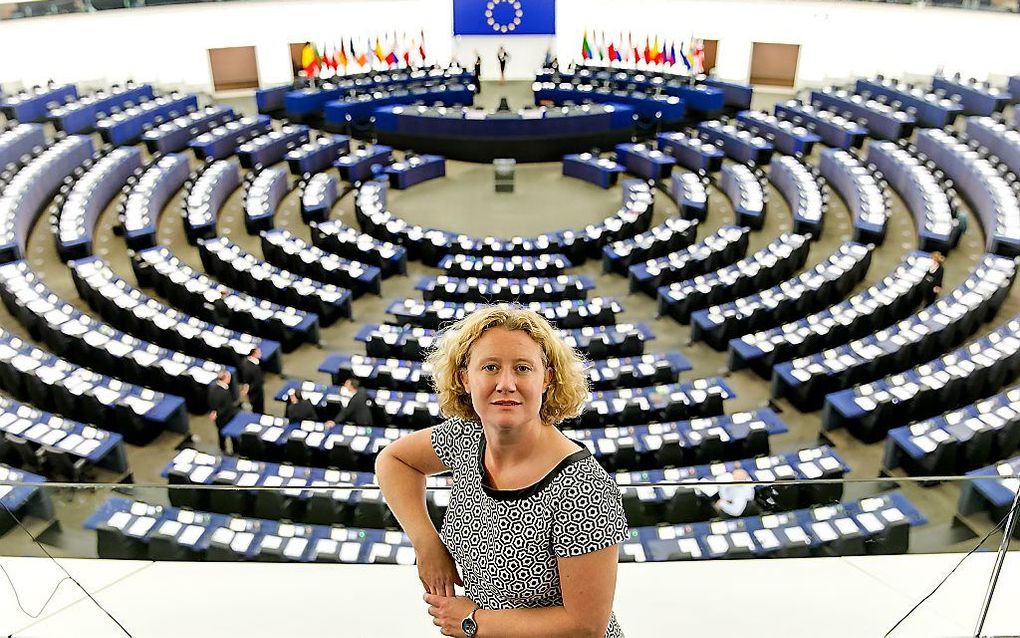 Judith Sargentini van GroenLinks in de plenaire zaal van het Europees parlement. beeld ANP