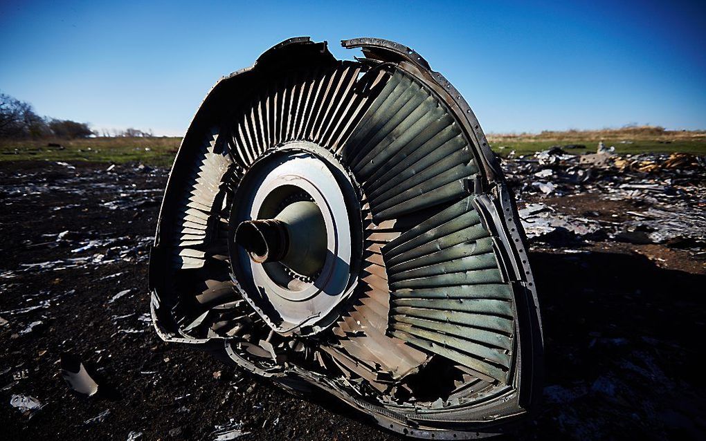 Onderdelen van de gecrashte vlucht MH17 van Malaysia Airlines in het oosten van Oekraïne. beeld ANP