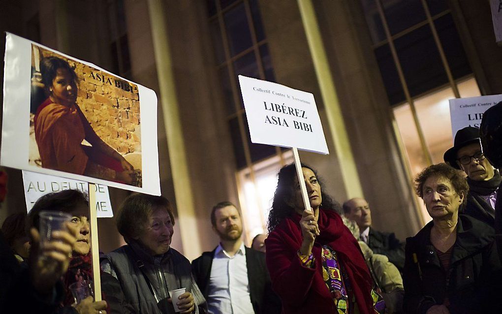 Demonstratie voor de vrijlating van Asia Bibi in Parijs, 2014. beeld AFP