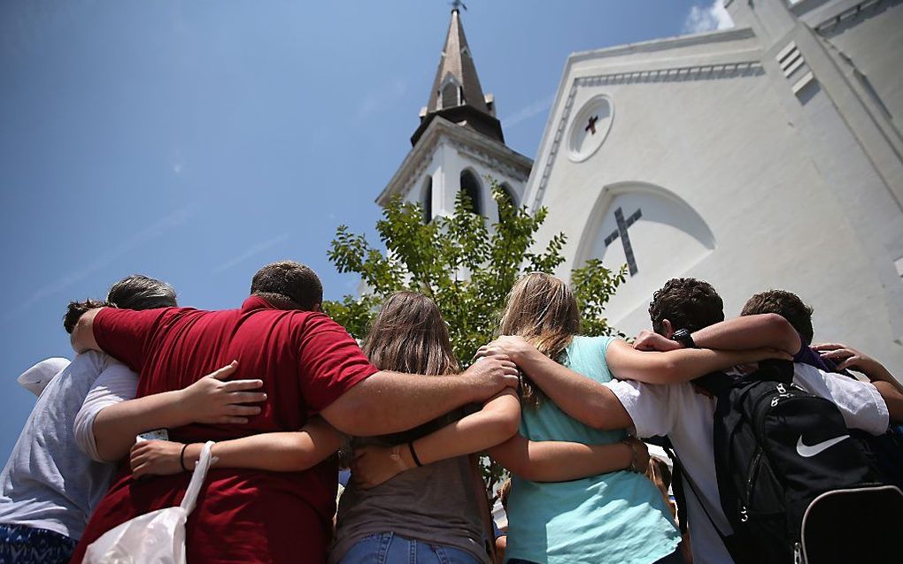 De kerk in Charleston waar Dylann Roof in juni 2015 negen kerkgangers doodschoot. Beeld AFP