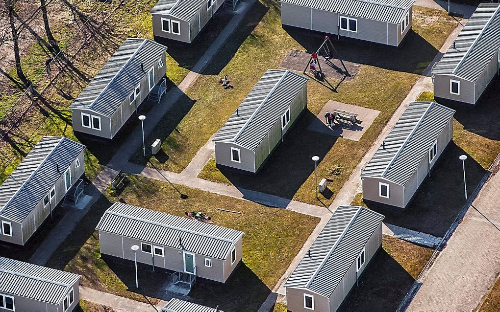 Luchtfoto van het aanmeldcentrum voor asielzoekers in Ter Apel. beeld ANP, John Gundlach