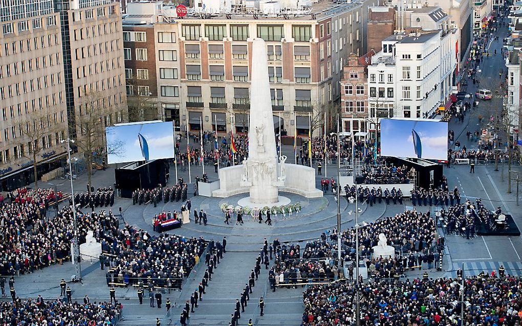 Nationale dodenherdenking bij het Nationale Monument op de Dam in Amsterdam. beeld ANP