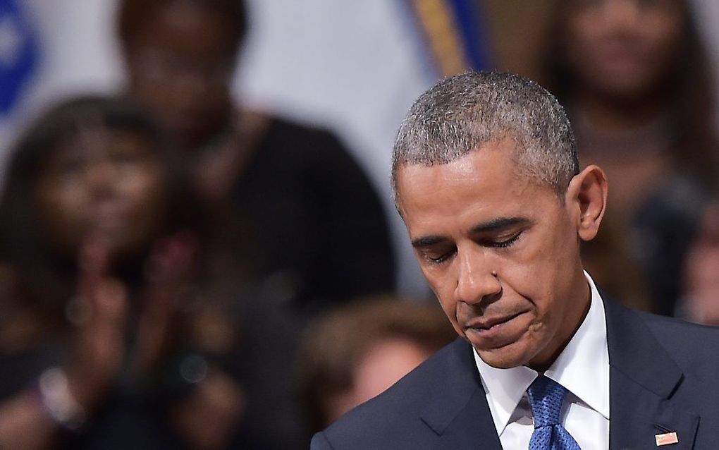 President Obama tijdens zijn toespraak in Dallas. Beeld AFP