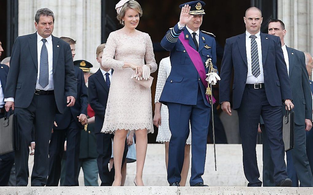 De Belgische koning Filip en zijn echtgenote, koningin Mathilde. beeld EPA