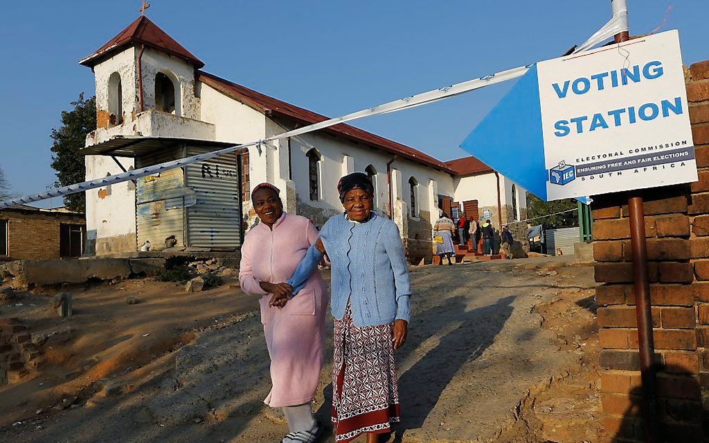 Een stembureau in Johannesburg. beeld EPA