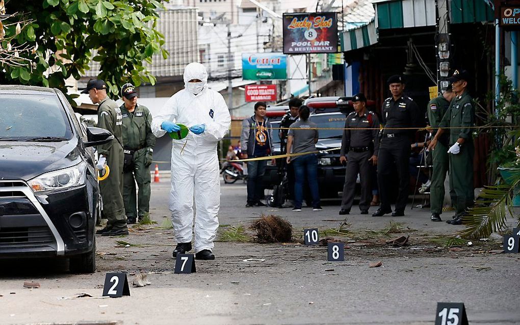 Onderzoek na bomaanslag in Thailand. beeld EPA