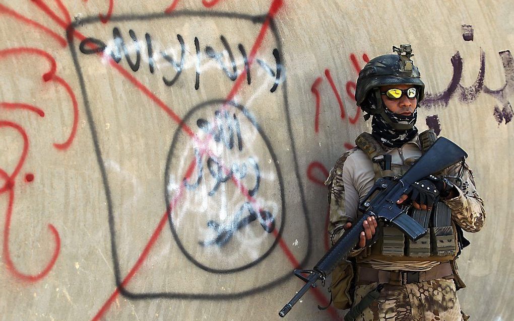 Iraakse militair in Fallujah, vorige maand. Beeld AFP