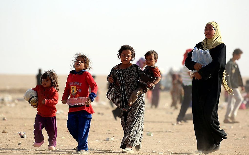 Vluchtelingen uit Mosul. Beeld AFP