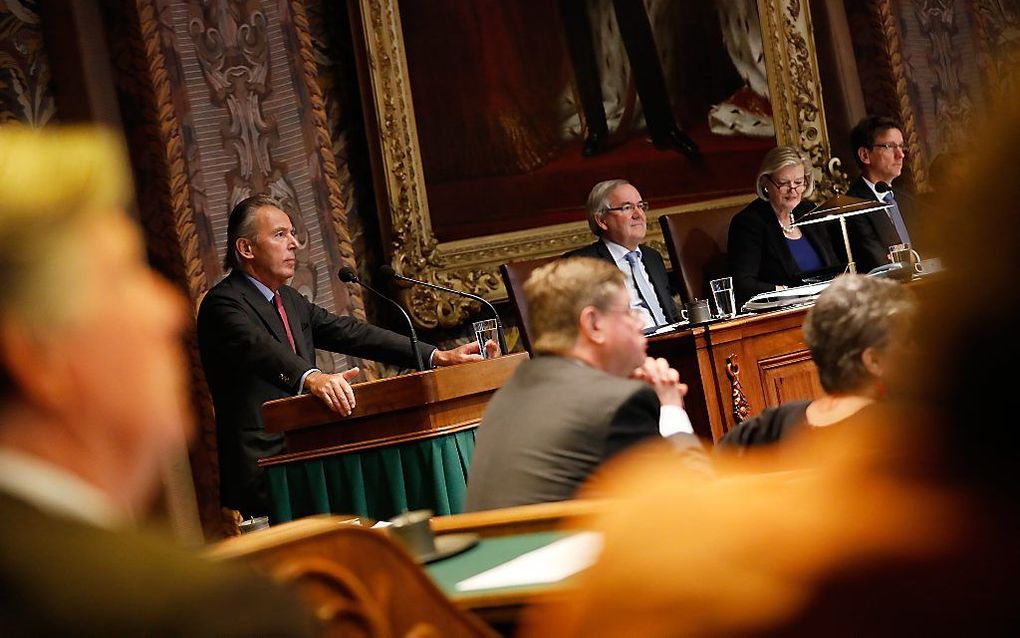 Elco Brinkman dinsdag tijdens de algemene politieke beschouwingen in de Eerste Kamer. beeld ANP