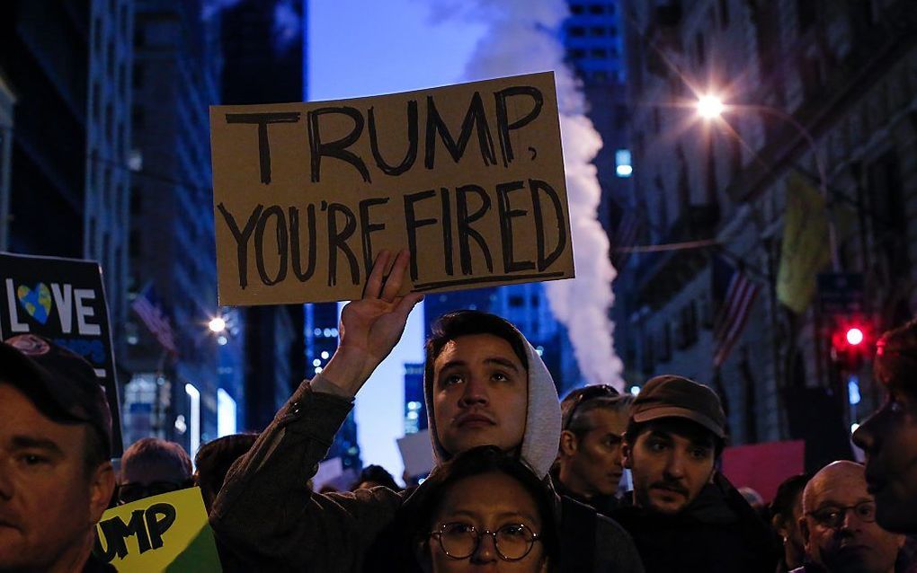 Protest tegen Trump in New York, afgelopen weekend. beeld AFP