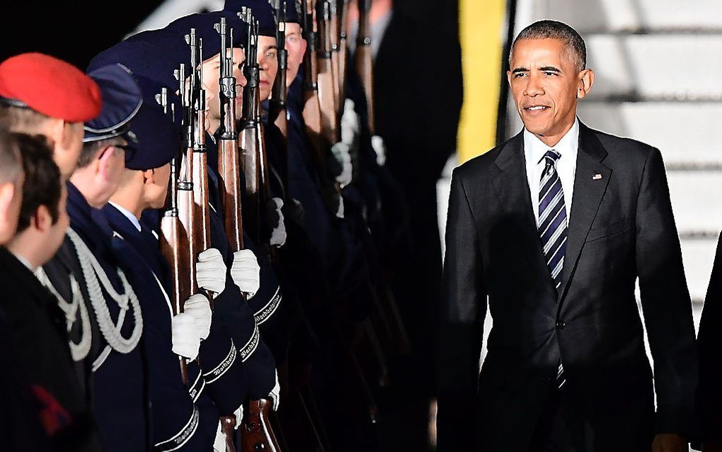 Obama arriveert in Berlijn. beeld AFP