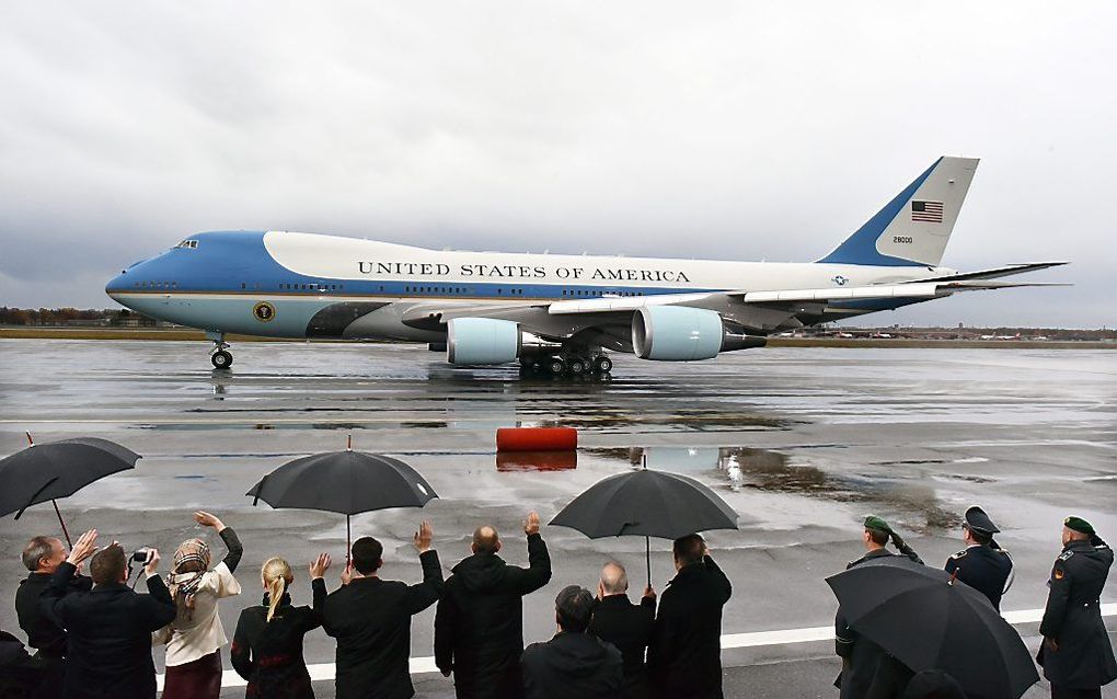 De Air Force One vorige maand in Berlijn. beeld EPA