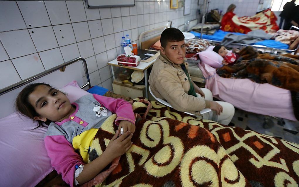 Gewonde Iraakse kinderen in een ziekenhuis in Erbil. beeld AFP