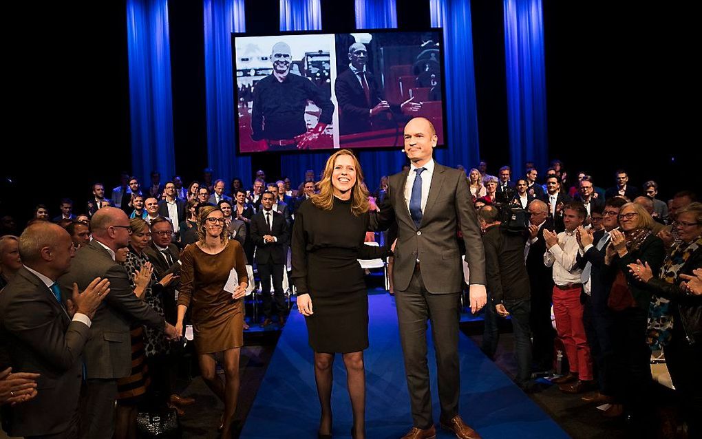 Segers en Schouten tijdens het congres. beeld ANP