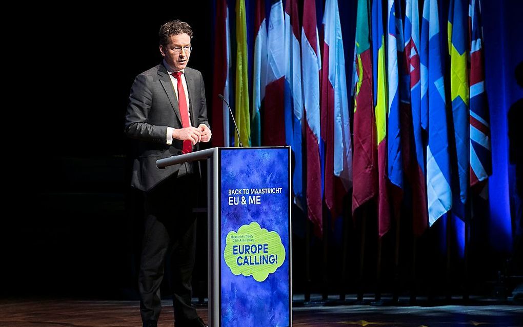 Minister Dijsselbloem tijdens de viering van 25 jaar Verdrag van Maastricht. beeld ANP