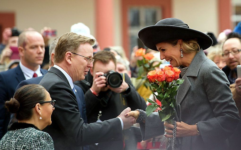 Aankomst in Erfurt. Beeld AFP