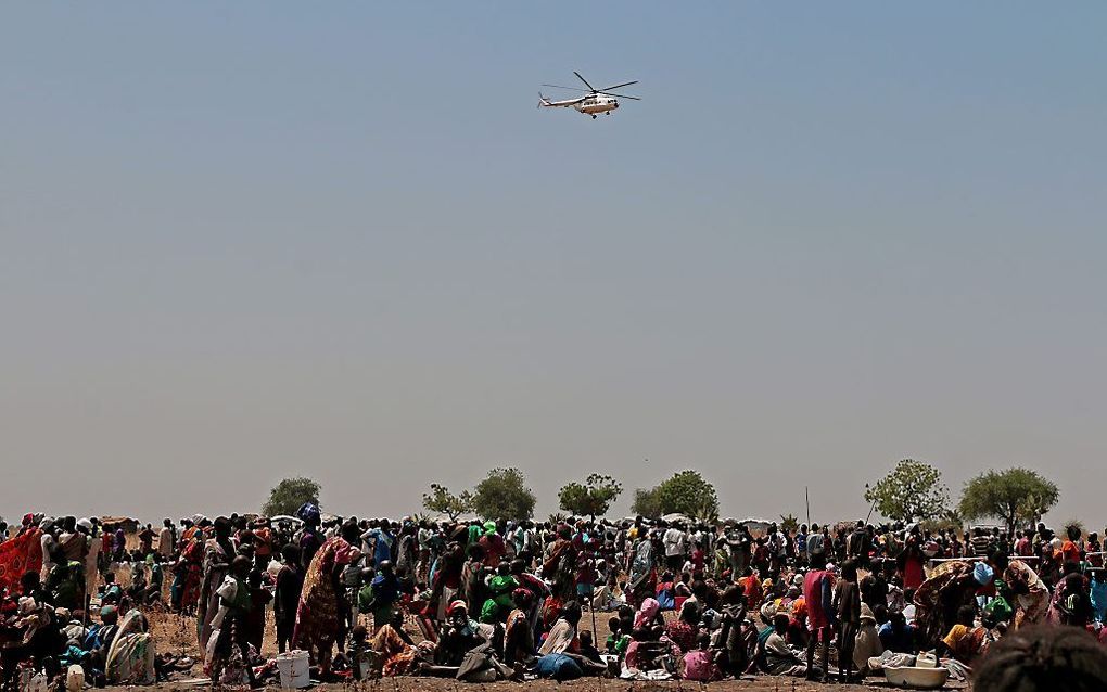 Sudanezen op de vlucht. beeld AFP