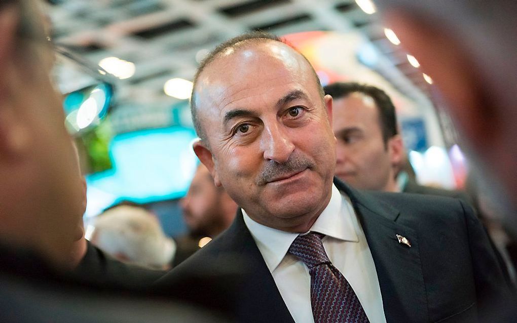 Cavusoglu woensdag op een beurs voor toerisme in Berlijn. beeld AFP