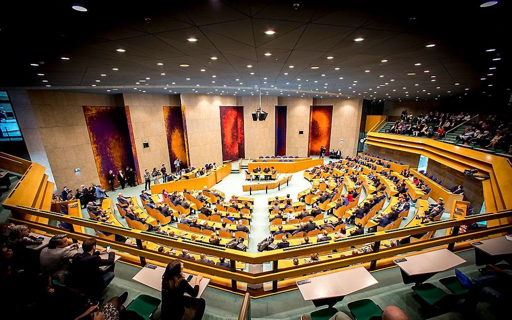 De plenaire zaal van de Tweede Kamer. beeld ANP