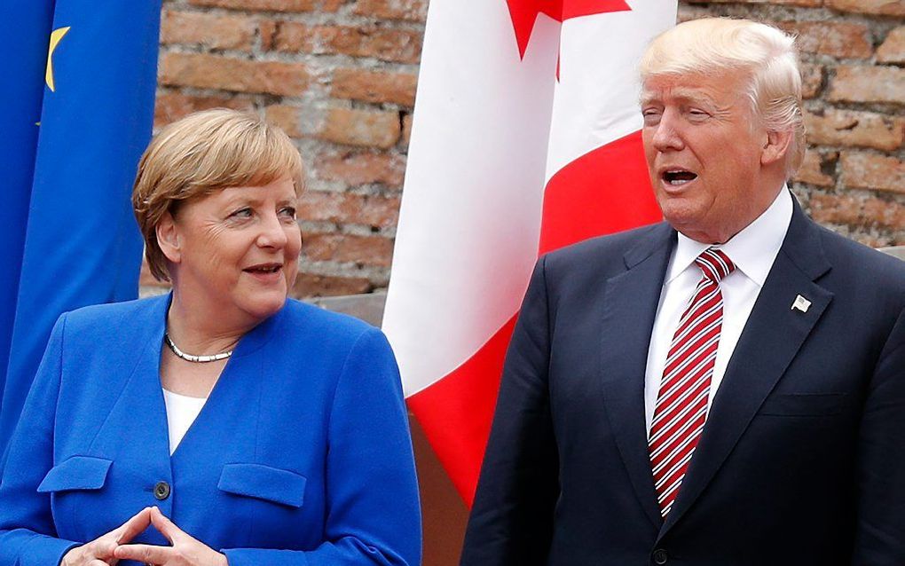 Merkel (l.) en Trump. beeld AFP