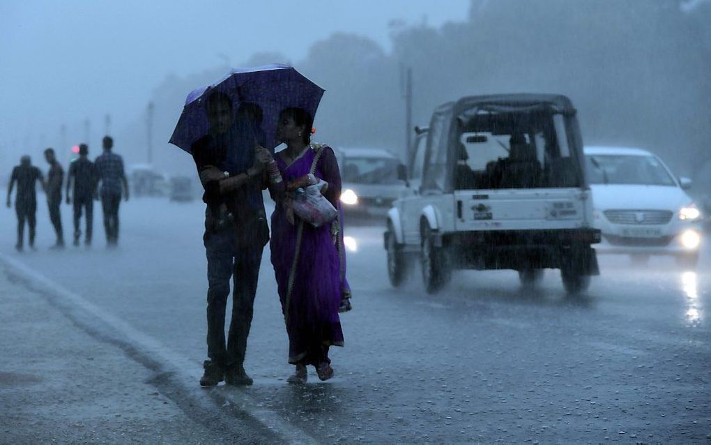 Straatbeeld in New Delhi, de hoofdstad van India. beeld AFP-phot