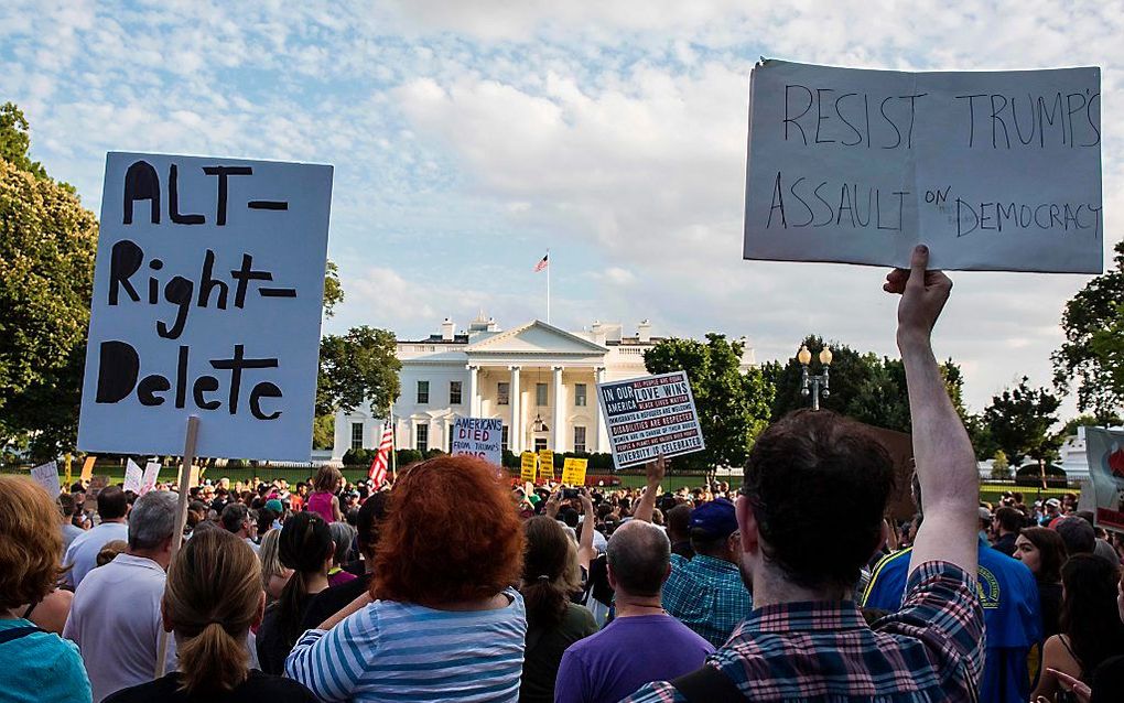 Protest bij het Witte Huis in Washington. beeld AFP