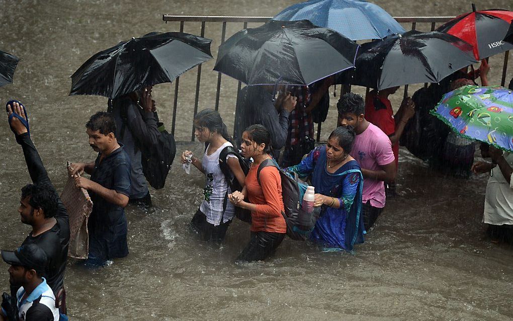 Mumbai kampte de afgelopen dagen met zware regenval. beeld AFP