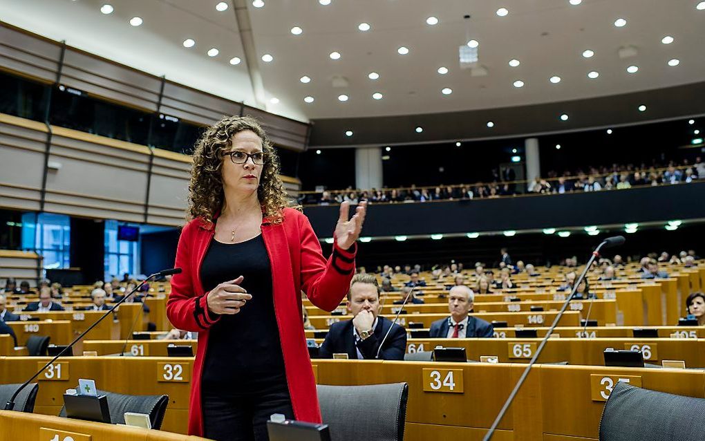 Sophie in 't Veld (D66) in de plenaire zaal van het Europees Parlement in Brussel. beeld ANP