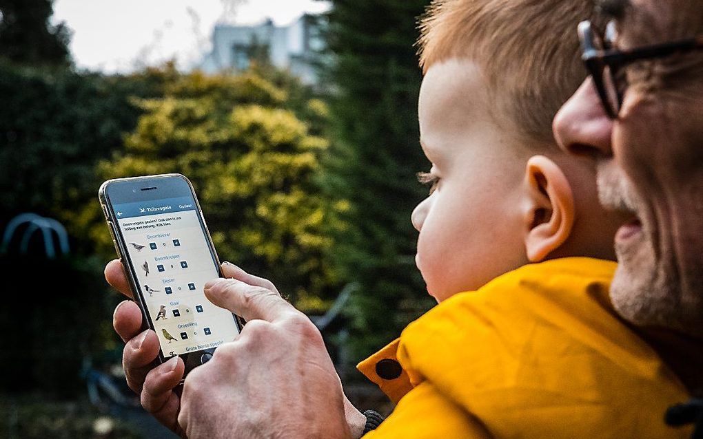 Burgers tellen vogels met de app van de stichting Vogelbescherming Nederland. beeld ANP