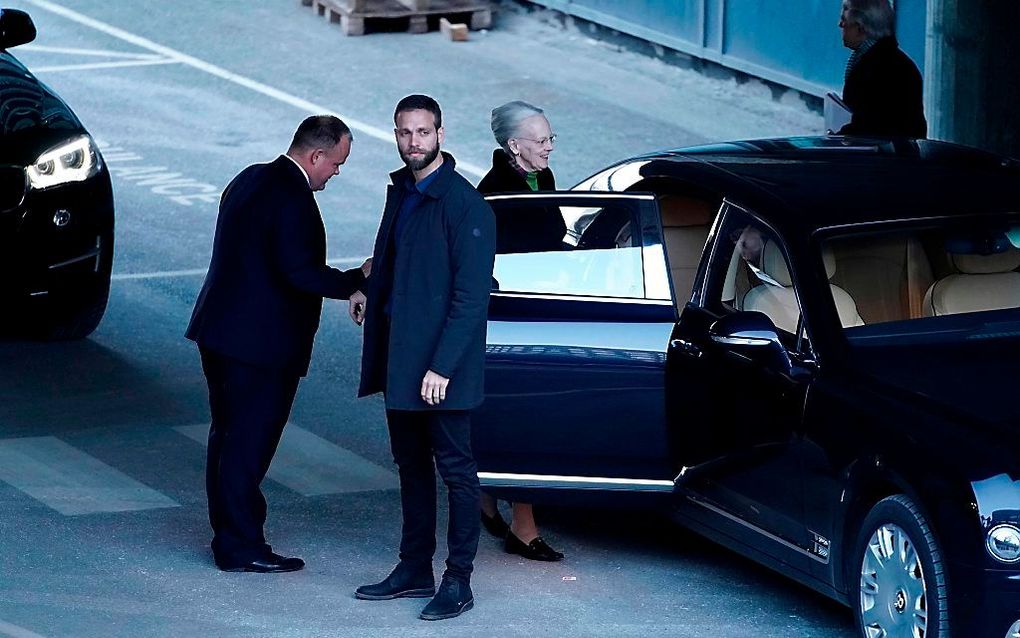 De Deense koningin Margrethe bij het Rigshospital.  beeld AFP