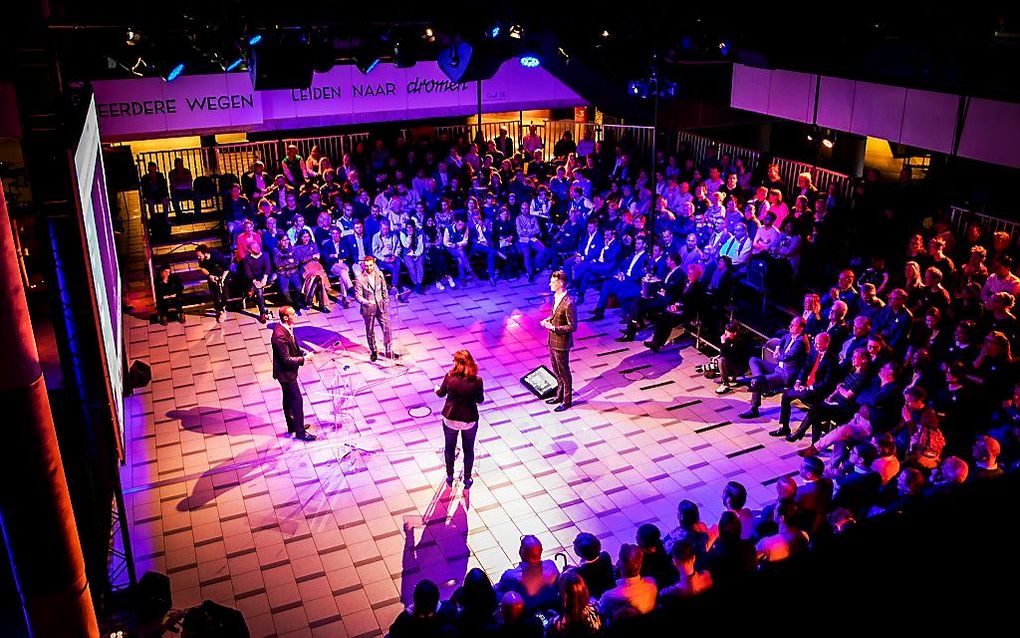 Het debat in de Centrale Bibliotheek van Rotterdam daags voor de gemeenteraadsverkiezingen. beeld ANP