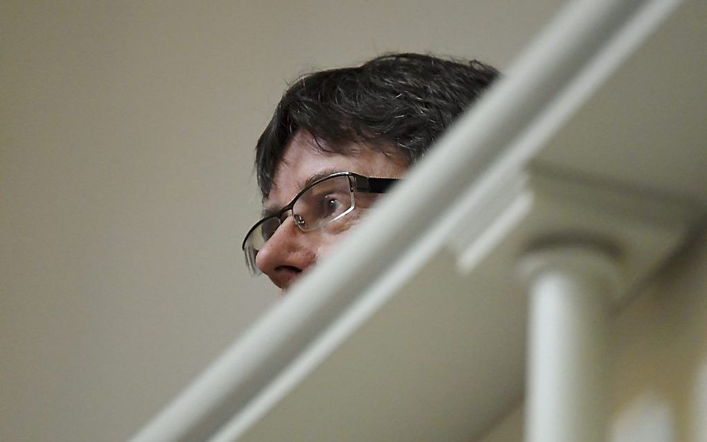 Puigdemont woont een zitting van het Finse parlement bij. beeld AFP